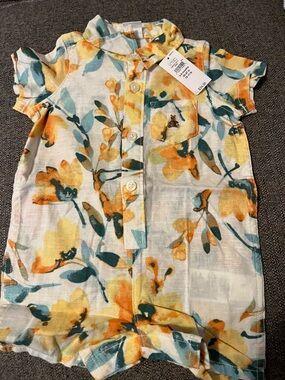 Gap Baby Boy 3-6 Month Floral Romper in White and Orange